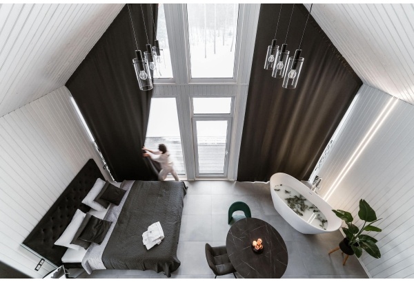 Nocleg w „Sniegi design cabin” z relaksem w saunie i jacuzzi